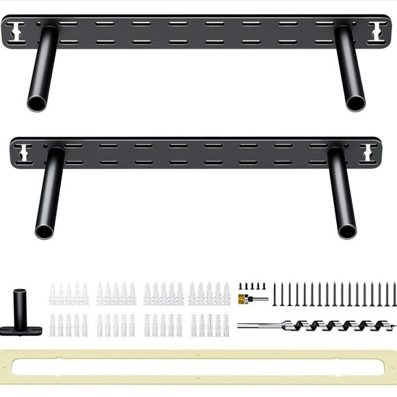 2Pk Floating Shelf Bracket Heavy Duty, (16"X8"X1.5") Black Brand New - Picture 1 of 8